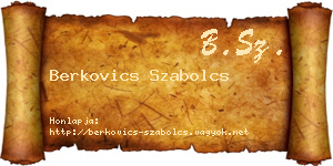 Berkovics Szabolcs névjegykártya